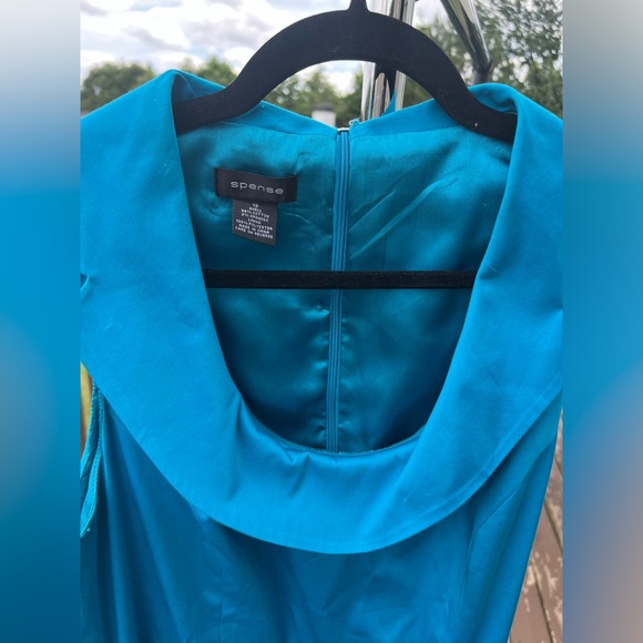 Blue Turquoise modest spends dress size 12 with belt business casual sleeveless - Picture 4 of 4